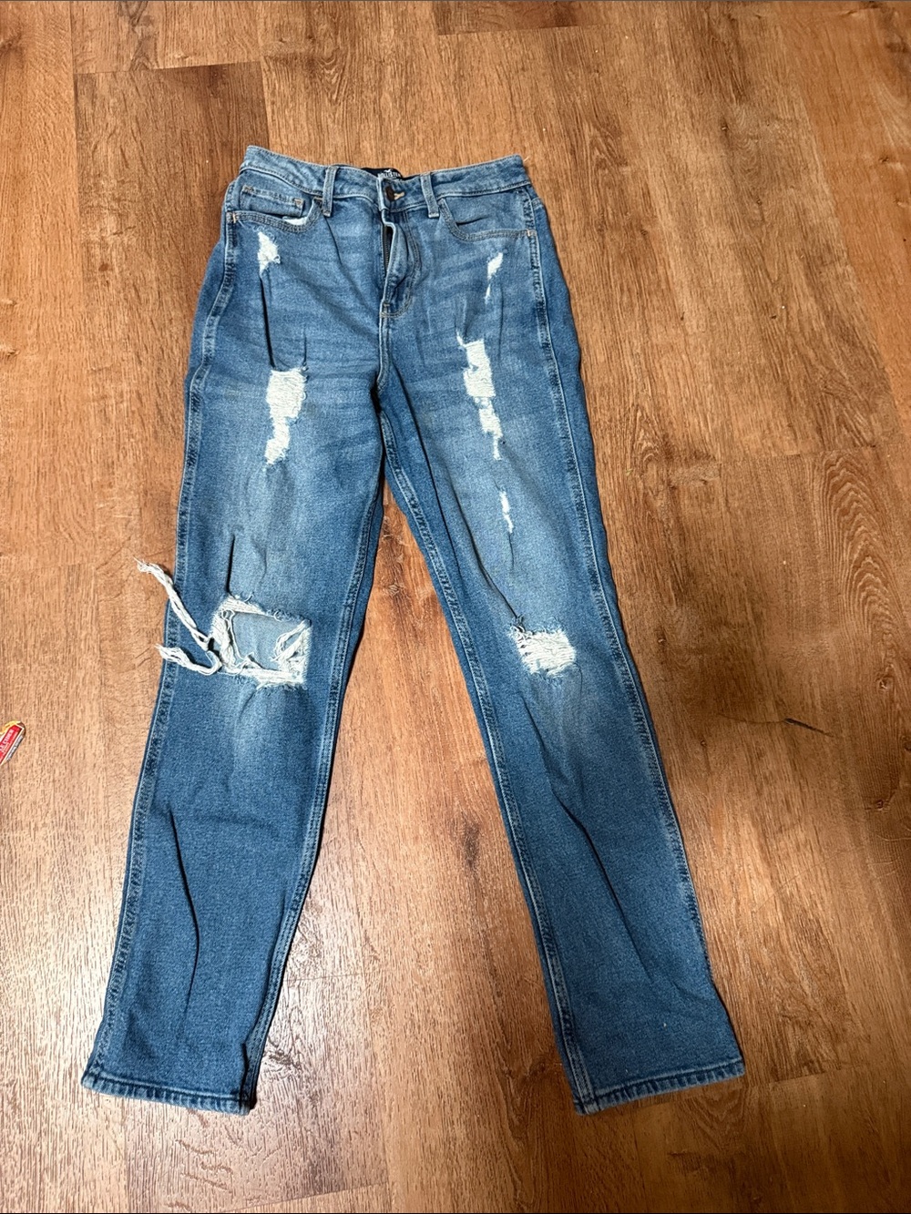 Hollister Women's Ripped Skinny Jeans - Medium Blue Wash